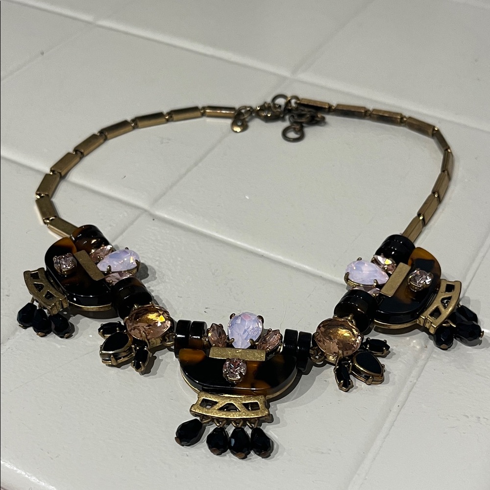JCREW Gold Plated and Crystal Statement Necklace